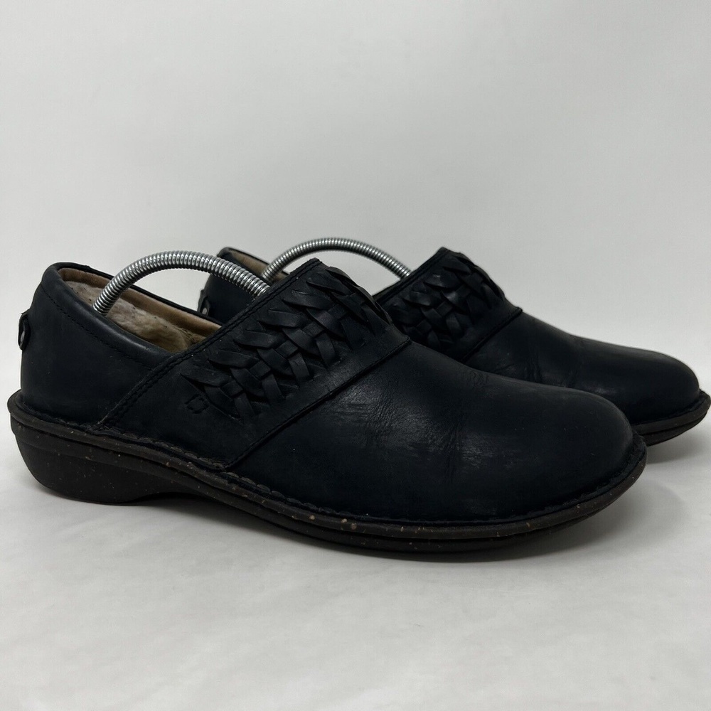 UGG Anila 1005427 Black Slip-On Leather Casual Loafer Flat Shoes Women's US 9